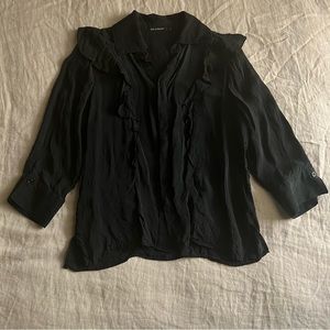 Calvin Rucker Silk 3/4 Sleeve Ruffled Blouse